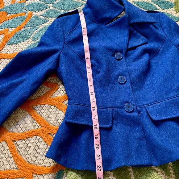 BEBE • Vintage Wool Blend Peplum Jacket in Royal Blue • EUC • Size XS - Picture 4 of 8